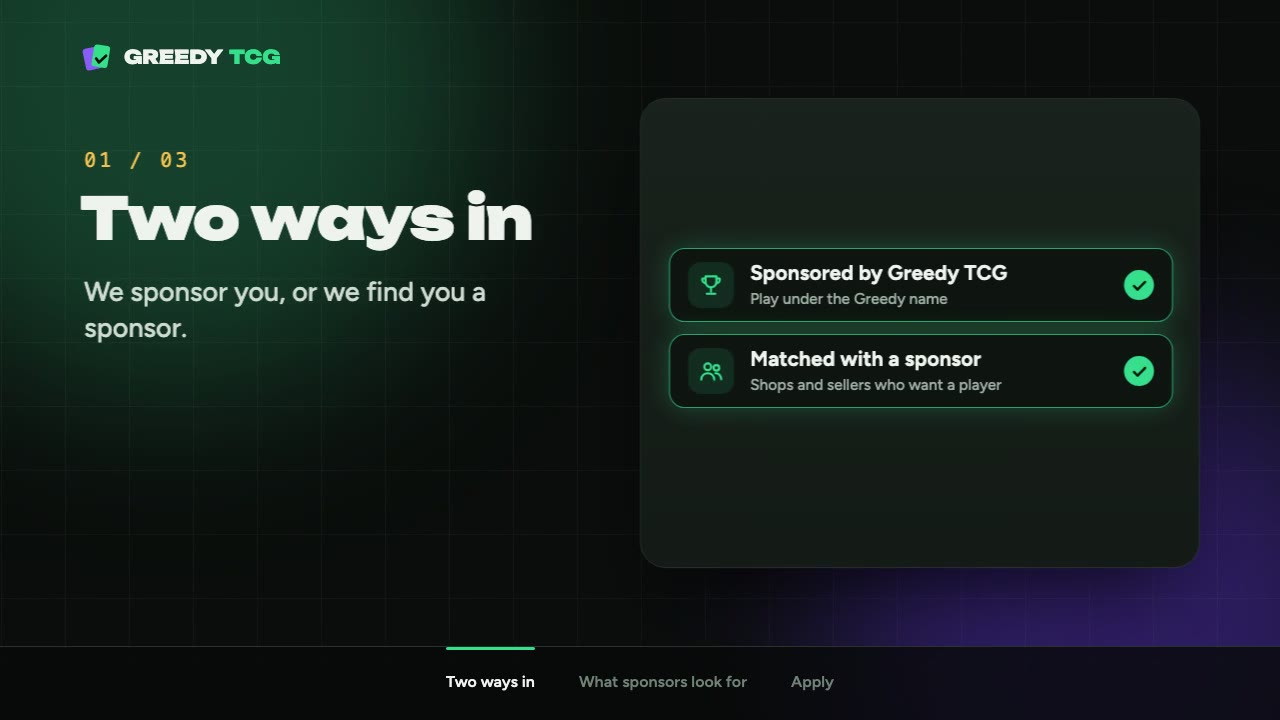 How TCG player sponsorship works at Greedy TCG video
