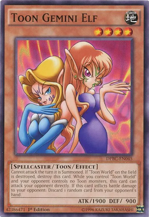 Toon Gemini Elf DPBC-EN045 Yu-Gi-Oh card from Duelist Pack: Battle City