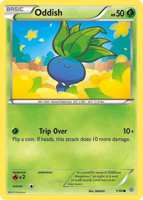 Oddish #1/98 Reverse Holofoil Pokémon card from XY - Ancient Origins