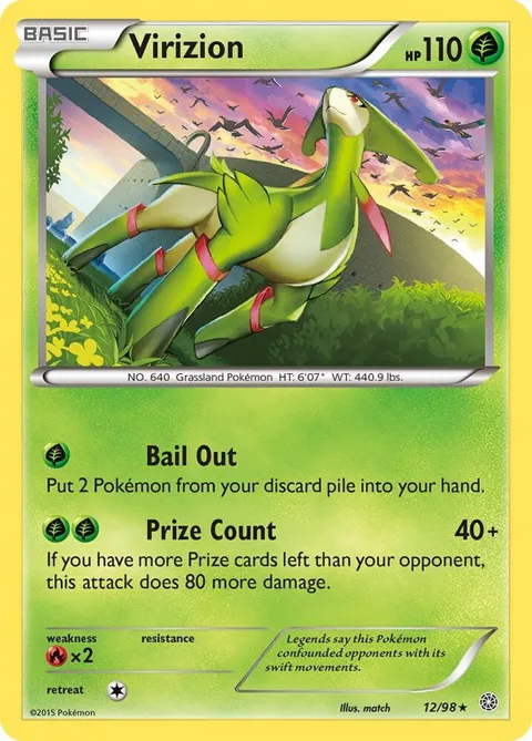 Virizion #12/98 Reverse Holofoil Pokémon card from XY - Ancient Origins