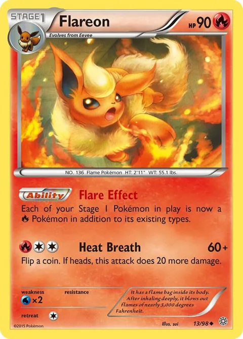 Flareon #13/98 Reverse Holofoil Pokémon card from XY - Ancient Origins