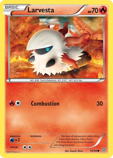 Larvesta #16/98 Pokémon card from XY - Ancient Origins