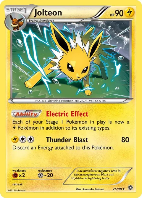 Jolteon #26/98 Reverse Holofoil Pokémon card from XY - Ancient Origins