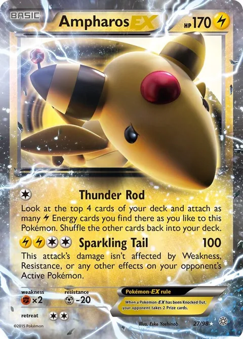 Ampharos EX #27/98 Holofoil Pokémon card from XY - Ancient Origins
