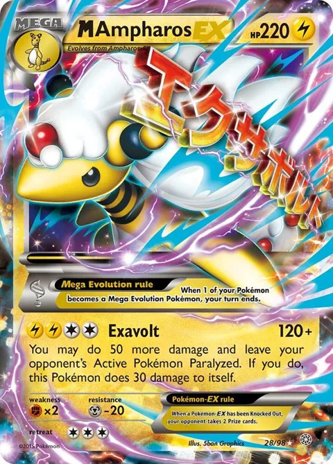 M Ampharos EX #28/98 Holofoil Pokémon card from XY - Ancient Origins