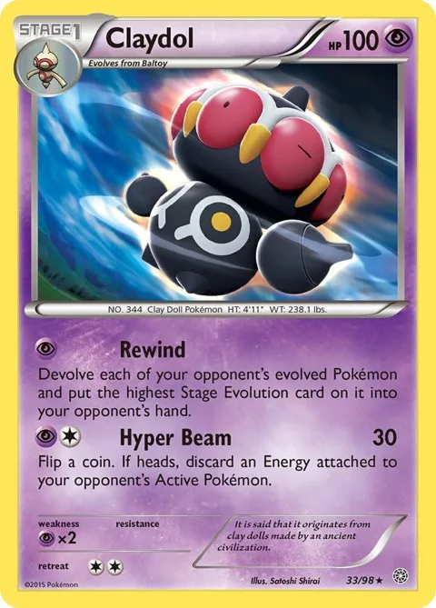 Claydol #33/98 Reverse Holofoil Pokémon card from XY - Ancient Origins