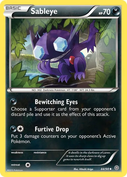 Sableye #44/98 Reverse Holofoil Pokémon card from XY - Ancient Origins
