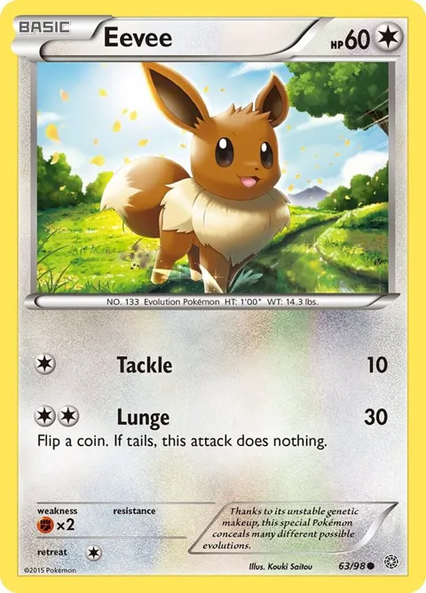 Eevee #63/98 Reverse Holofoil Pokémon card from XY - Ancient Origins