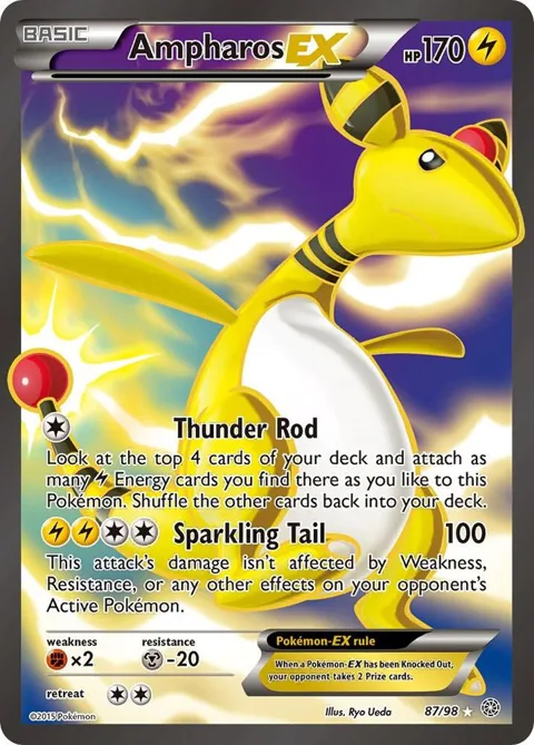 Ampharos EX 87 Full Art #87/98 Holofoil Pokémon card from XY - Ancient Origins