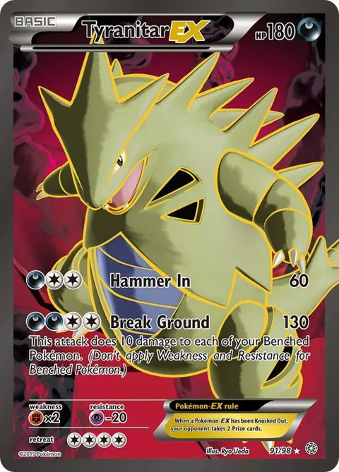 Tyranitar EX 91 Full Art #91/98 Holofoil Pokémon card from XY - Ancient Origins