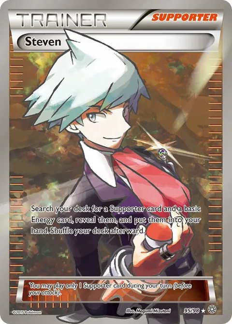 Steven Full Art #95/98 Holofoil Pokémon card from XY - Ancient Origins
