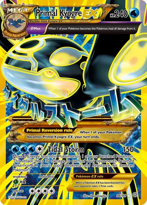 Primal Kyogre EX Shiny Full Art #96/98 Holofoil Pokémon card from XY - Ancient Origins