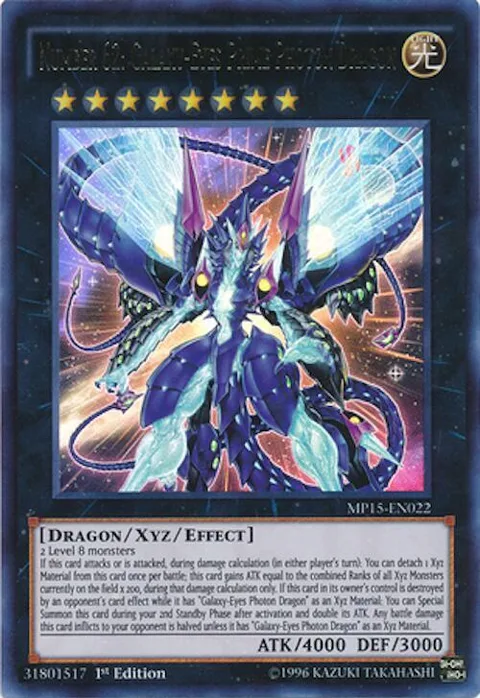Number 62: Galaxy-Eyes Prime Photon Dragon MP15-EN022 Yu-Gi-Oh card from 2015 Mega-Tins Mega Pack
