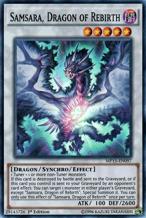 Samsara, Dragon of Rebirth MP15-EN097 Yu-Gi-Oh card from 2015 Mega-Tins Mega Pack