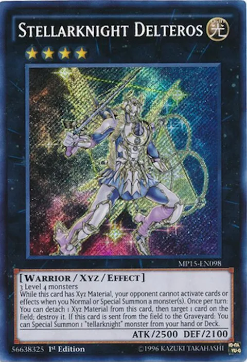 Stellarknight Delteros MP15-EN098 Yu-Gi-Oh card from 2015 Mega-Tins Mega Pack
