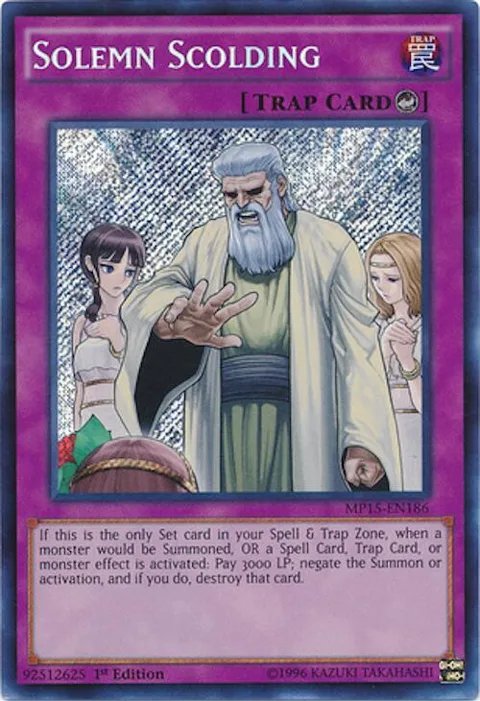 Solemn Scolding MP15-EN186 Yu-Gi-Oh card from 2015 Mega-Tins Mega Pack
