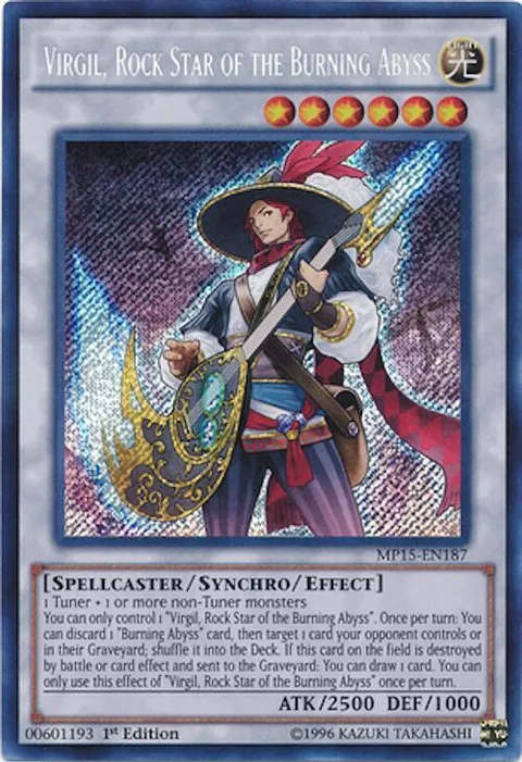 Virgil, Rock Star of the Burning Abyss MP15-EN187 Yu-Gi-Oh card from 2015 Mega-Tins Mega Pack