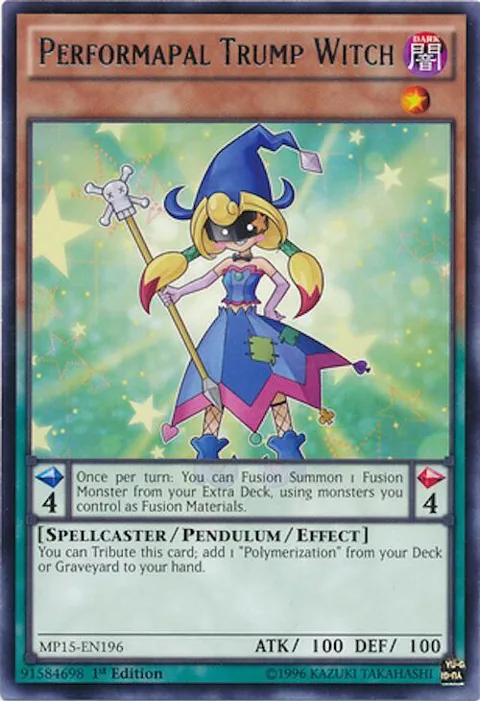 Performapal Trump Witch MP15-EN196 Yu-Gi-Oh card from 2015 Mega-Tins Mega Pack