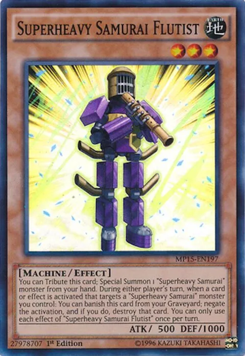 Superheavy Samurai Flutist MP15-EN197 Yu-Gi-Oh card from 2015 Mega-Tins Mega Pack