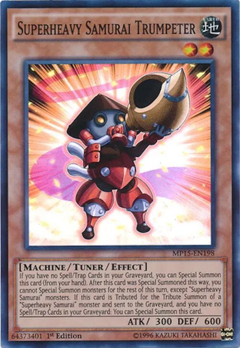 Superheavy Samurai Trumpeter MP15-EN198 Yu-Gi-Oh card from 2015 Mega-Tins Mega Pack
