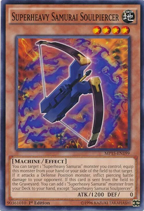 Superheavy Samurai Soulpiercer MP15-EN199 Yu-Gi-Oh card from 2015 Mega-Tins Mega Pack