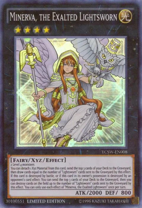 Minerva, the Exalted Lightsworn Super Rare YCSW-EN008 Yu-Gi-Oh card from Yu-Gi-Oh! Championship Series Prize Cards