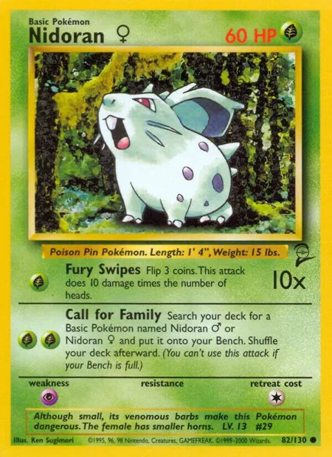 Nidoran F #082/130 Pokémon card from Base Set 2