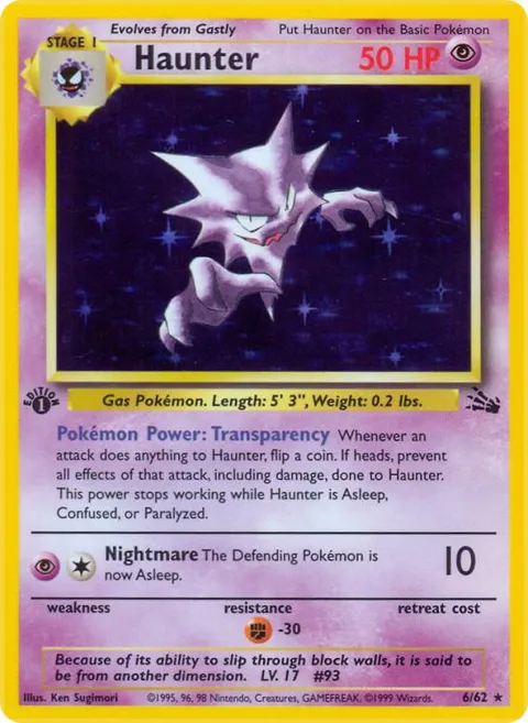 Haunter 6 #06/62 1st Edition Holofoil Pokémon card from Fossil