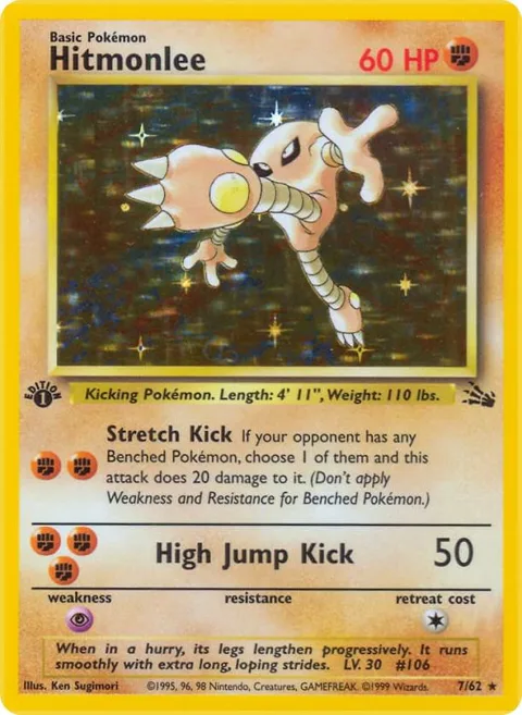 Hitmonlee 7 #07/62 Unlimited Holofoil Pokémon card from Fossil