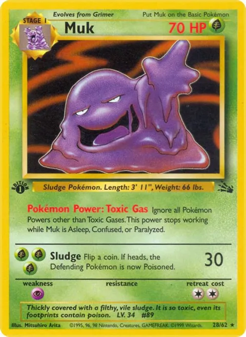 Muk 28 #28/62 Unlimited Pokémon card from Fossil