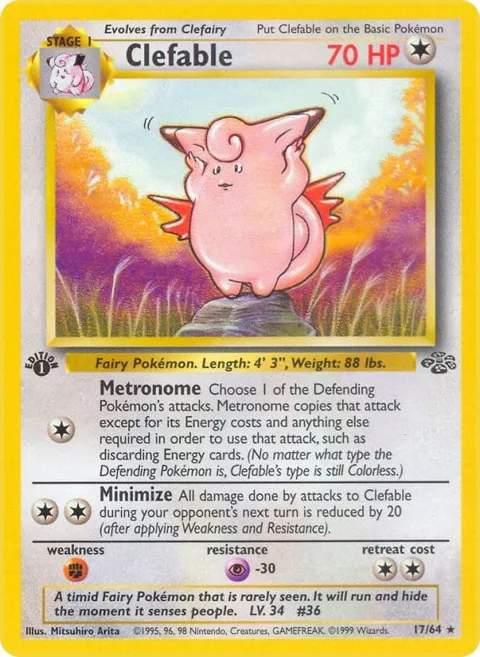 Clefable 17 #17/64 Unlimited Pokémon card from Jungle