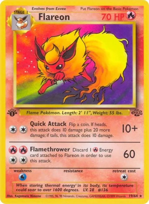 Flareon 19 #19/64 Unlimited Pokémon card from Jungle