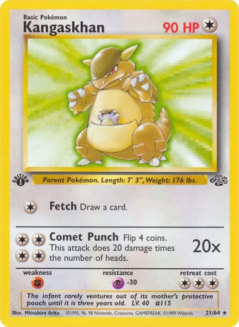 Kangaskhan 21 #21/64 1st Edition Pokémon card from Jungle