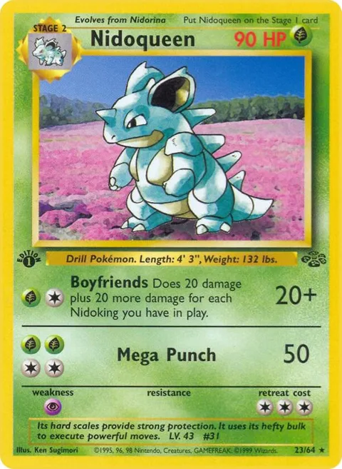 Nidoqueen 23 #23/64 1st Edition Pokémon card from Jungle