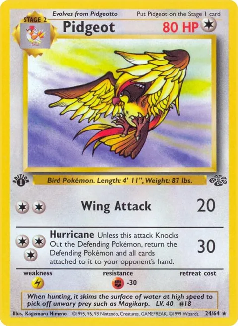 Pidgeot 24 #24/64 Unlimited Pokémon card from Jungle