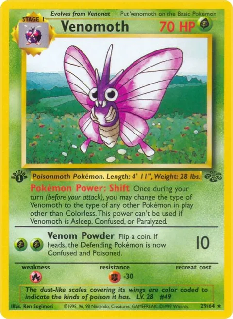 Venomoth 29 #29/64 Unlimited Pokémon card from Jungle