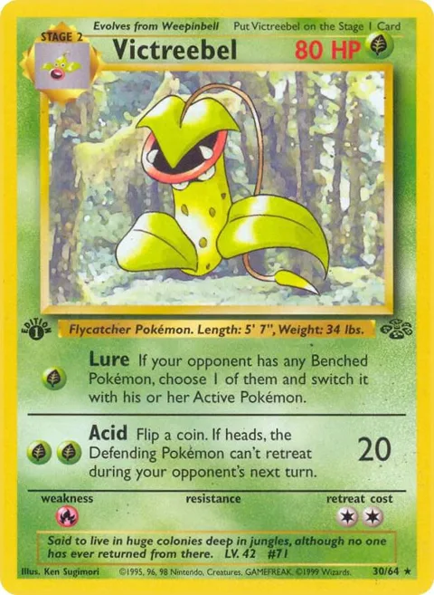 Victreebel 30 #30/64 1st Edition Pokémon card from Jungle