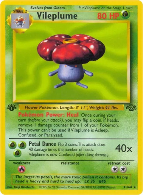 Vileplume 31 #31/64 1st Edition Pokémon card from Jungle