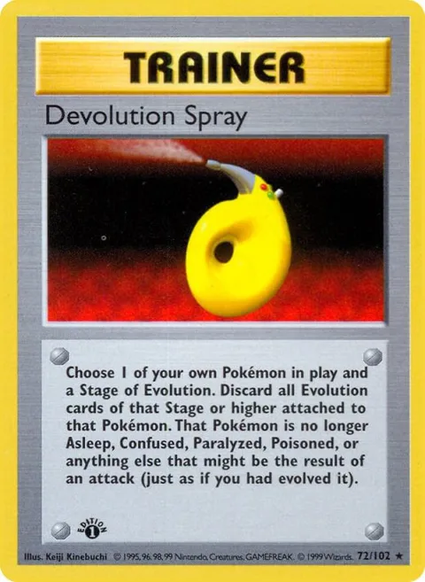 Devolution Spray #072/102 1st Edition Pokémon card from Base Set (Shadowless)