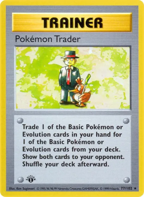 Pokemon Trader #077/102 Unlimited Pokémon card from Base Set (Shadowless)