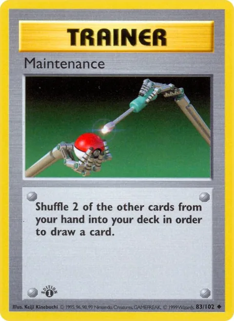 Maintenance #083/102 1st Edition Pokémon card from Base Set (Shadowless)