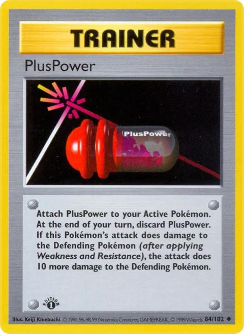 PlusPower #084/102 Unlimited Pokémon card from Base Set (Shadowless)
