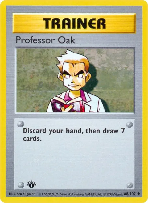 Professor Oak #088/102 Unlimited Pokémon card from Base Set (Shadowless)