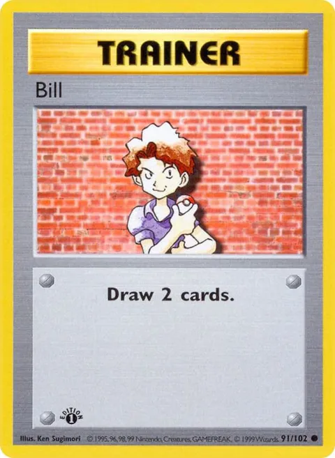 Bill #091/102 1st Edition Pokémon card from Base Set (Shadowless)
