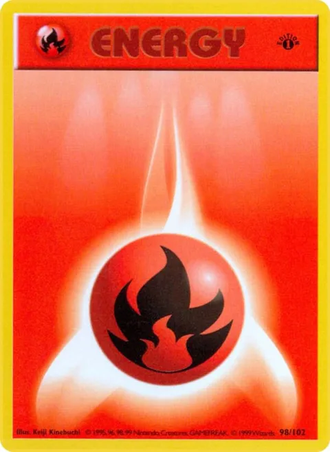 Fire Energy #098/102 Unlimited Pokémon card from Base Set (Shadowless)