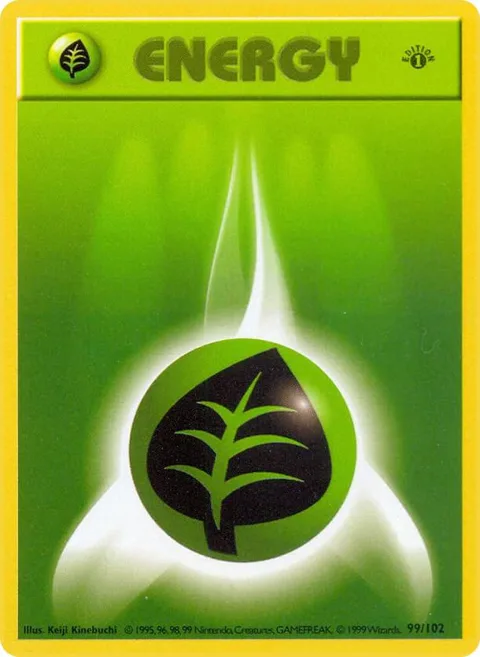 Grass Energy #099/102 1st Edition Pokémon card from Base Set (Shadowless)