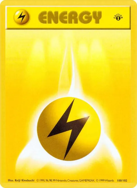 Lightning Energy #100/102 Unlimited Pokémon card from Base Set (Shadowless)