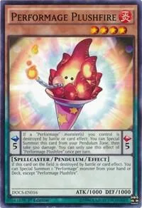 Performage Plushfire DOCS-EN016 Unlimited Yu-Gi-Oh card from Dimension of Chaos