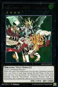 Majester Paladin, the Ascending Dracoslayer Ultimate Rare DOCS-EN052 Unlimited Yu-Gi-Oh card from Dimension of Chaos