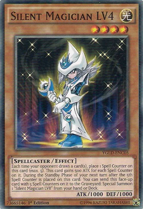 Silent Magician LV4 YGLD-ENC05 Yu-Gi-Oh card from King of Games: Yugi's Legendary Decks